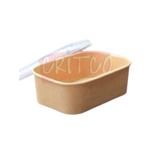 750ml Food Container-Kraft-Rect w/PP Lid