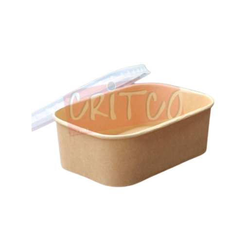 750ml Food Container-Kraft-Rect w/PP Lid