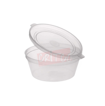 450ml PP Container WHinged Lid-Clear-RND