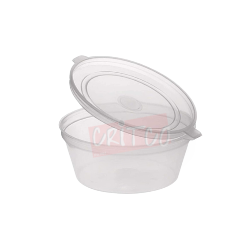 450ml PP Container WHinged Lid-Clear-RND