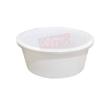 250ml PP Container w/Lid-White-RND