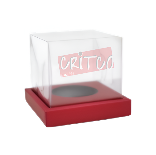 Single Cup Cake Box-Clear Red Base