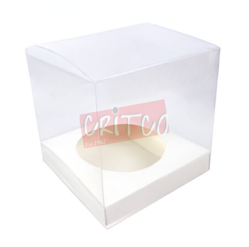 Single Cup Cake Box-Clear White Base