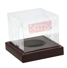 Single Cup Cake Box-Clear Brown Base