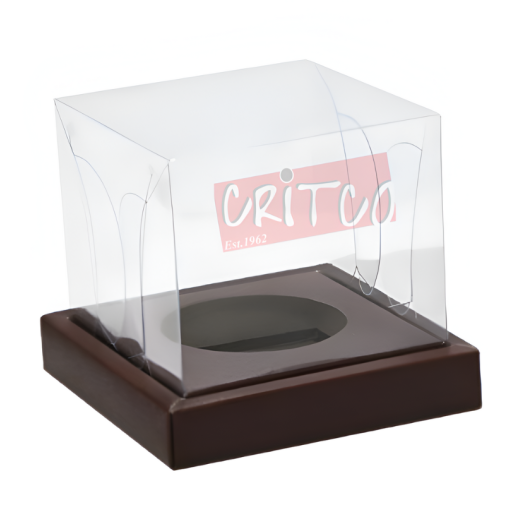 Single Cup Cake Box-Clear Brown Base