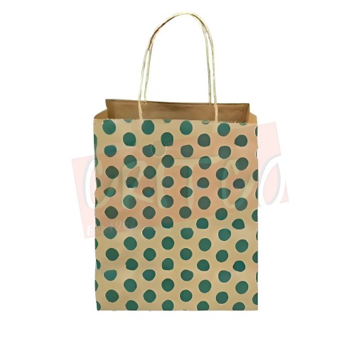 10.8x8.5x4inch Dotted Kraft Gift Bag With Kraft Handle